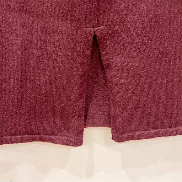 Talbots Ribbed Knit Pull On Midi Skirt Womens Medium Maroon Burgundy Stretch - Picture 4 of 10